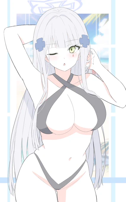#寒い時こそ水着絵を貼ろう黒ビキニのクルカイ 