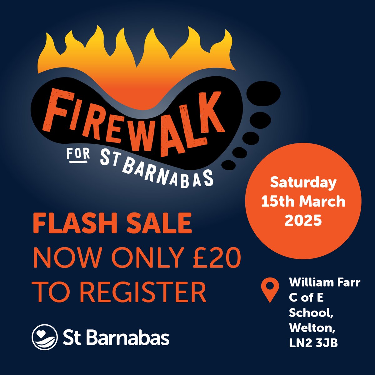 Fire up your fundraising in 2025! Turn up the heat and take on a challenge in support of St Barnabas at our Fire Walk event this March🔥

Sign up before Monday 3rd February for just £20: stbarnabashospice.co.uk/events/firewal…