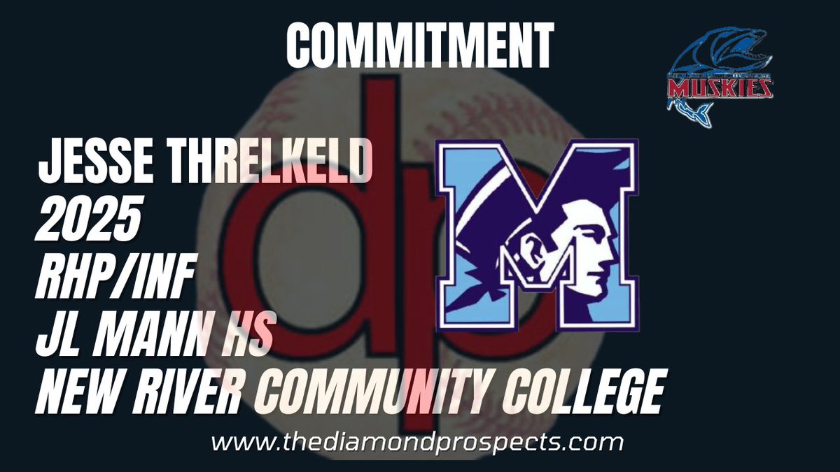 On Monday, 2025 RHP/INF Jesse Threlkeld of JL Mann HS made a commitment to play college baseball at New River Community College.