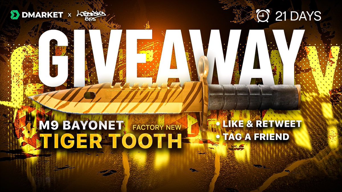 🎁 HUGE $1000 KNIFE GIVEAWAY 🎁

COMPLETE THE BELOW:

- follow <a href="/LobanjicaCS/">Lobanjica</a> + <a href="/DMarket/">DMarket</a>
- ⁠tag 1 or more friends
- ⁠like &amp; retweet
- ⁠use the below link to register because the skin will be sent to your dmarket account: go.dmarket.com/Loba

GL, picking winner in 21 days😄