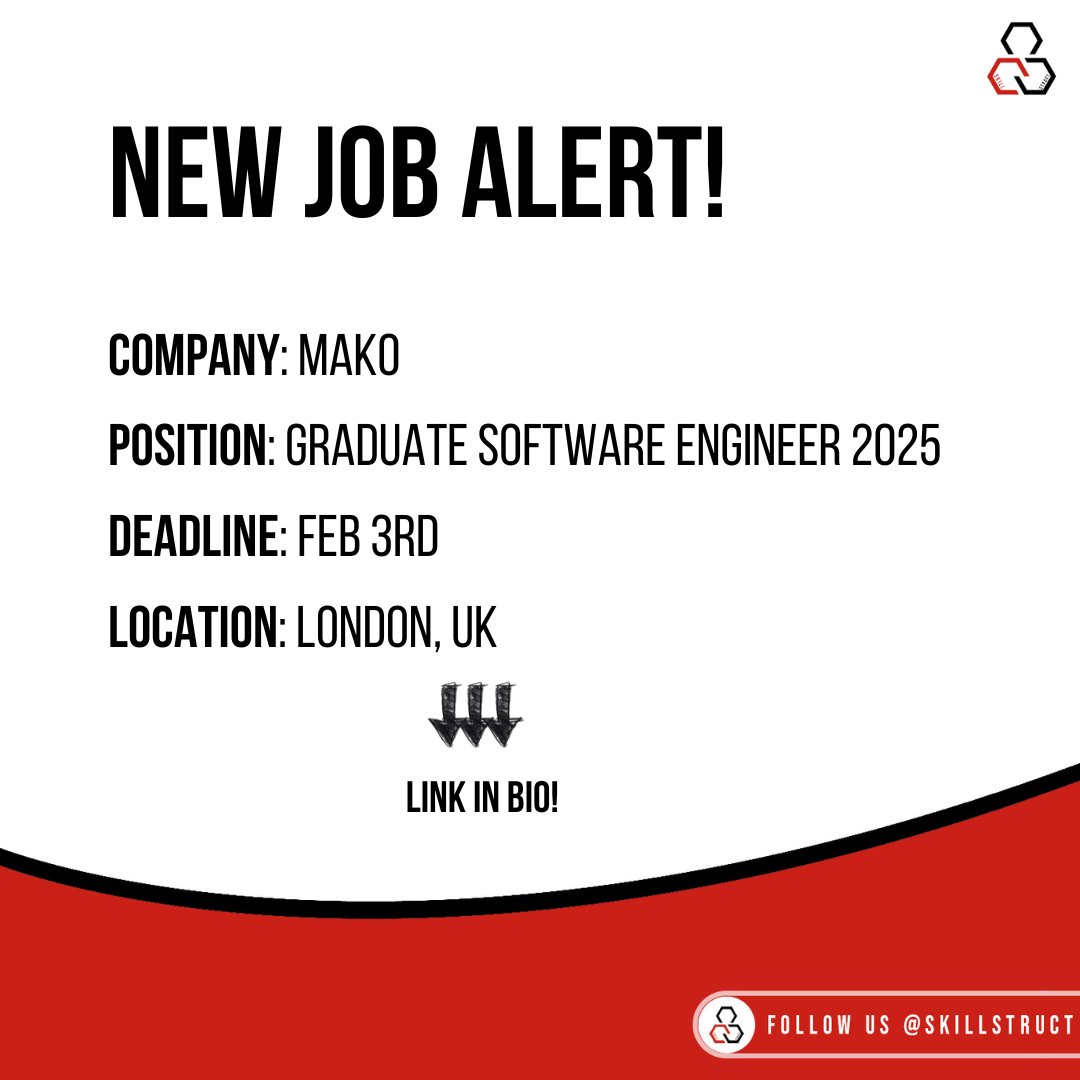 skillstruct's tweet image. ๐ Skillstruct is back for 2025!
Weโre kicking off with an exciting grad opportunity in tech/finance from Mako!
Join our Discord Insights Session on 23rd Jan, 19:00, to learn more. Click the link in BIO & start your journey!
#Skillstruct #tech #finance #jobs #GradJobs #Mako