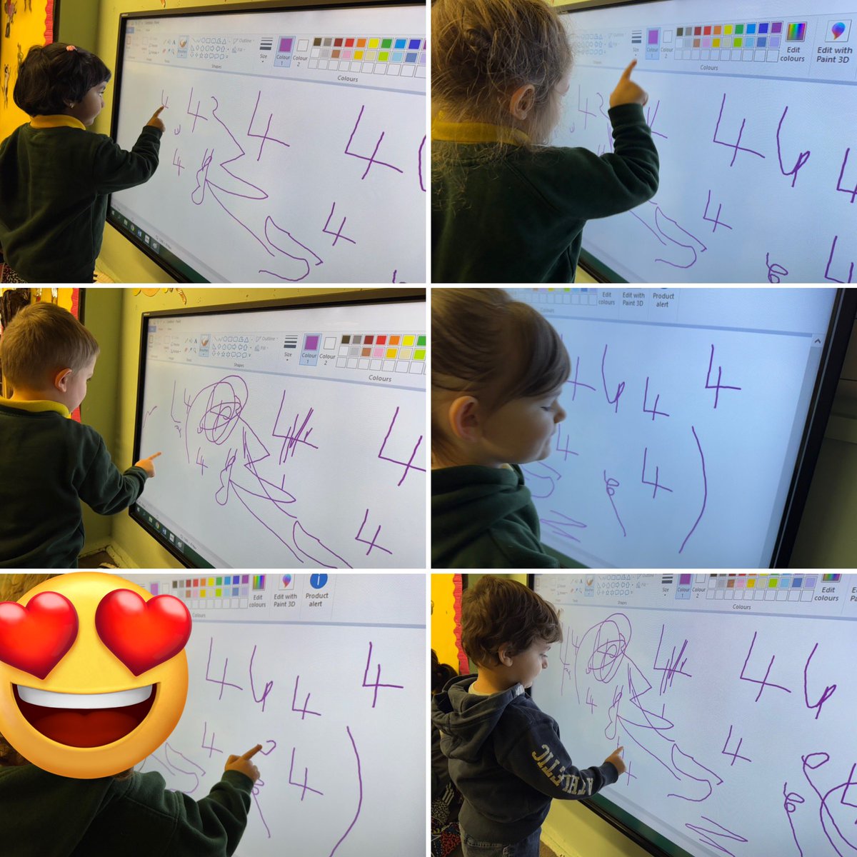 PlasmarlPrimary's tweet photo. ✏️ @PlasmarlNursery are learning to recognise and form numbers. Today, we focused on the number 4. #PlasNum https://t.co/Suygk1Jdy0