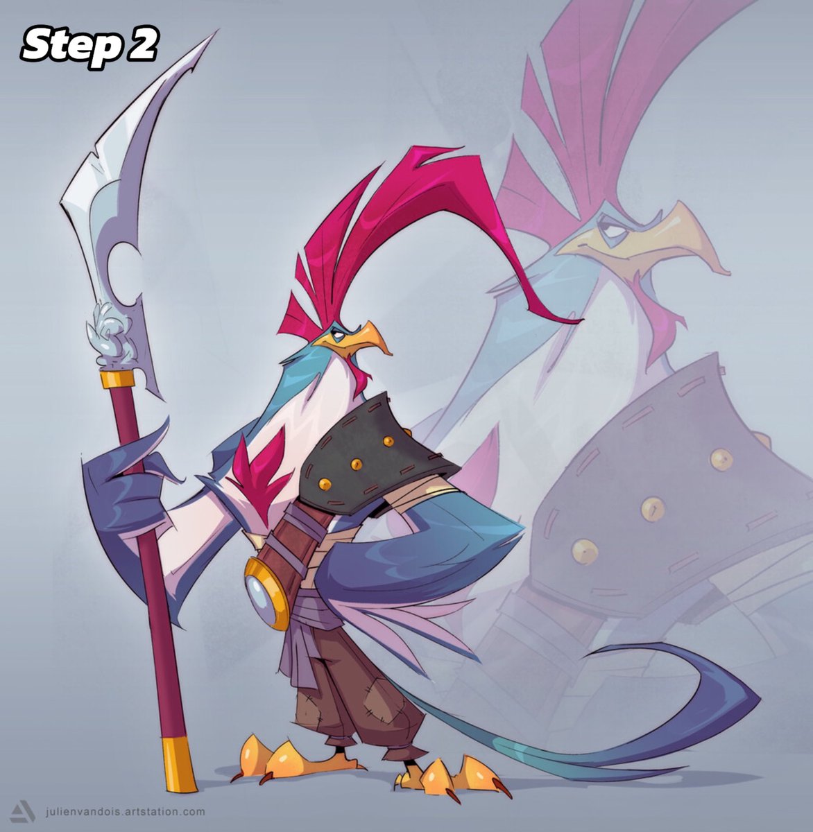 gamedev2dart's tweet image. Blade Master Rooster by Julien Vandois ✍️