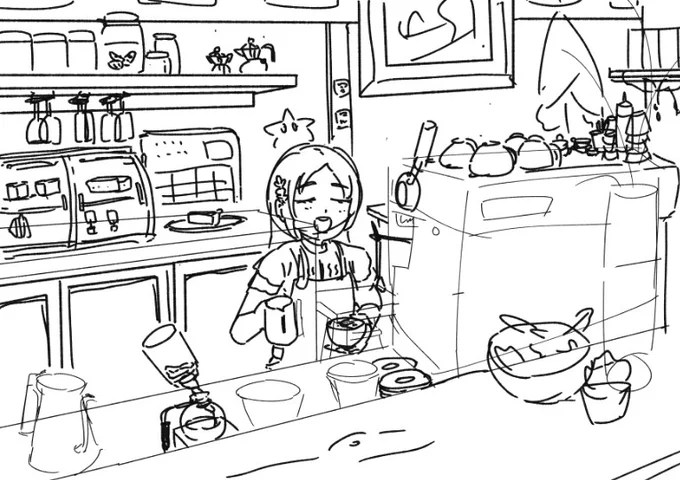 勢いで描いたカフェ千奈

元気があれば完成させます 