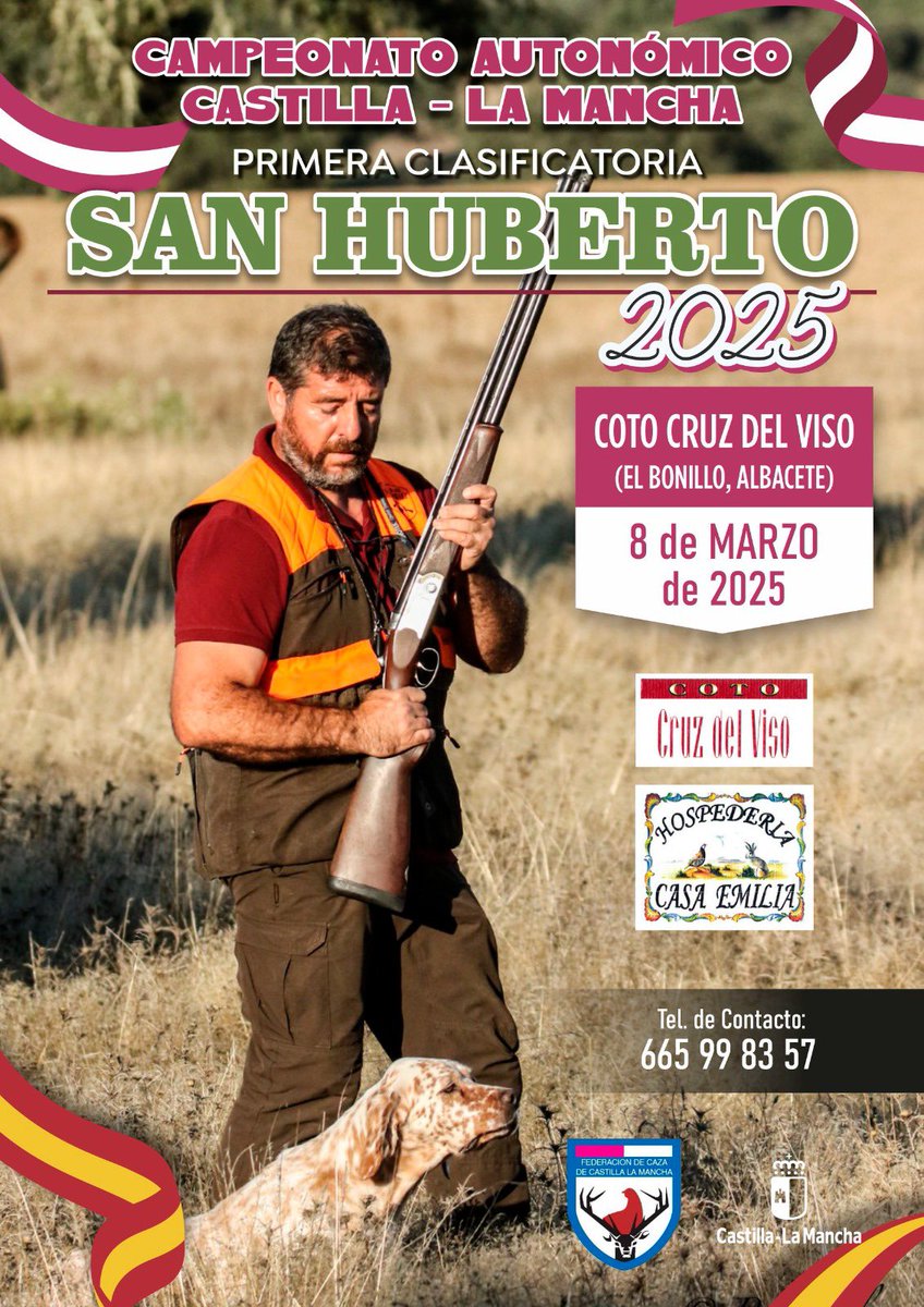 🐶 ¡Ya está aquí la primera clasificatoria del Campeonato Autonómico de San Huberto!

📆 08 de Marzo

📍 El Bonillo (Albacete)