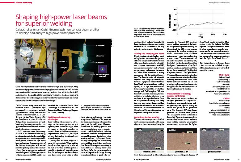 PhotonicViews's tweet image. #ProcessMonitoring When shaping high-power laser beams for superior welding, @CAILabs relies on @Ophir_by_MKS BeamWatch wileyindustrynews.com/en/photonicsvi…
