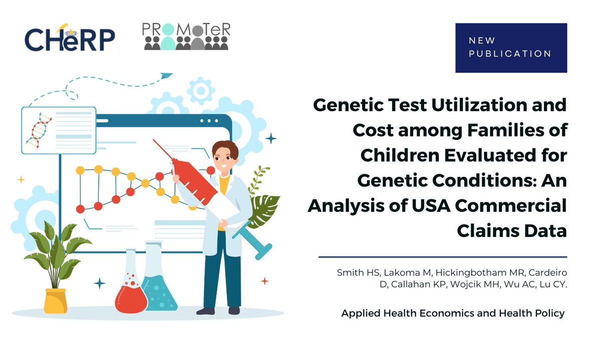 New article! @HadleySSmith, Maddie Hickingbotham &amp; team's paper #GeneticTest Utilization and #Cost among #Families of #Children Evaluated for #Genetic #Conditions: An Analysis of USA Commercial #Claims #Data has been published!
 
Read Here: buff.ly/4fTkpAJ