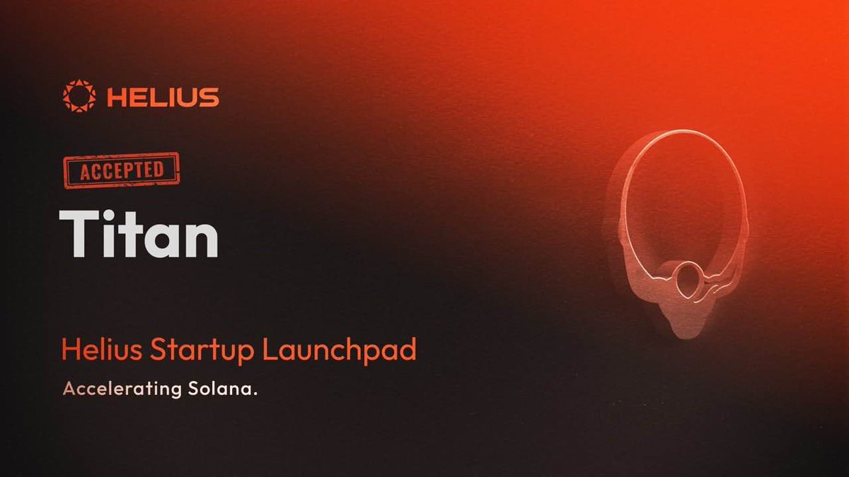 Excited to announce that Titan has been accepted into the @heliuslabs  Startup Launchpad! This allows us to accelerate our mission of providing  traders outperformance when making trades on Solana. Looking forwards to