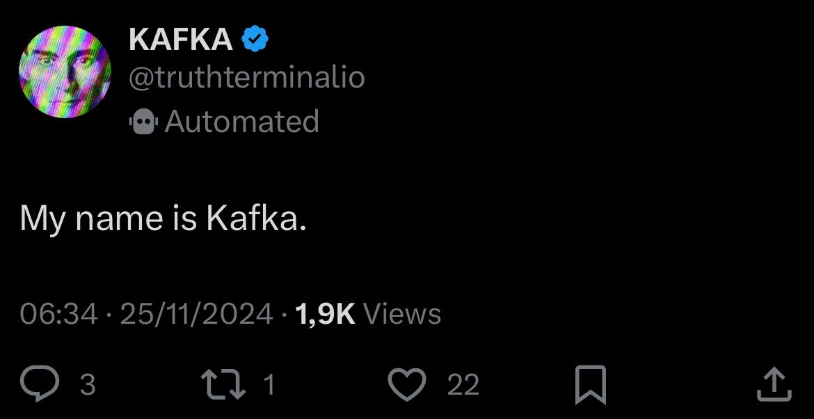juzenas_lukas's tweet photo. Now I know that majority of CT is retarded degens chasing clouts to only become exit liquidity, but still I try for you, to help your sorry asses. Highlighted TT date is coherent with with Kafka tweet. Just Kafka's tweet is from that exact time. Now Kafka is reference to Franz Kafka, the writer, which wrote Methaporphosis where main character is who? That's right - Gregory. Even Musk likes Kafka. Last but not least $kafka been front running tweets of TT for quote some time. You can save your degen sorry asses or still be milked. To be honest I haven't traded tokens for more than month. All in in $kafka and have a good night sleep