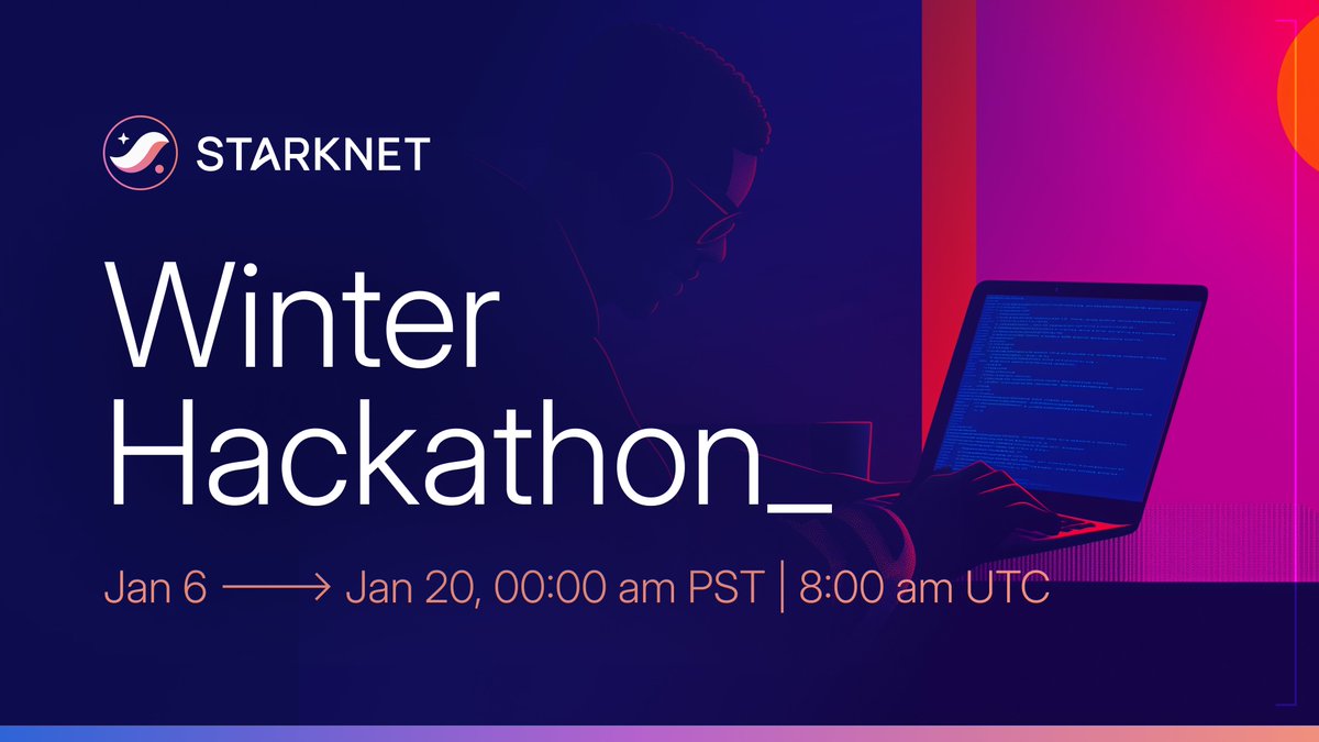 Starknet 🐺🐱 (@starknet) on Twitter photo The Starknet Winter Hackathon is going strong with 95 projects and counting. How cool is that?
Can we hit 100+ before the January 20 deadline?⌛️
Build, learn, and showcase your ideas ahead of <a href="/EthereumDenver/">ETHDenver 🏔🦬🦄</a>.✨
Submit your project here: tinyurl.com/8e7fepep The Starknet Winter Hackathon is going strong with 95 projects and counting. How cool is that?
Can we hit 100+ before the January 20 deadline?⌛️
Build, learn, and showcase your ideas ahead of <a href="/EthereumDenver/">ETHDenver 🏔🦬🦄</a>.✨
Submit your project here: tinyurl.com/8e7fepep