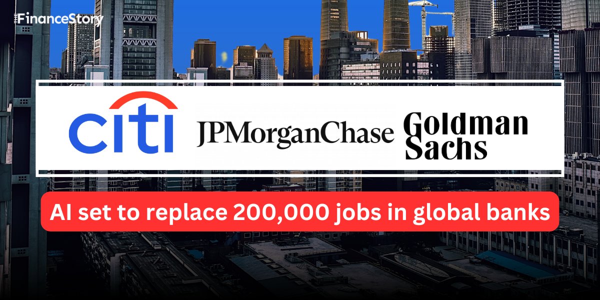 💼 200,000 banking jobs could vanish in 3-4 years, because of AI, according to a report from Bloomberg Intelligence. 📷 

Here is what roles are at risk the most - thefinancestory.com/ai-to-reduce-2…

#AI #Banking #Jobcuts #Citi #bloomberg