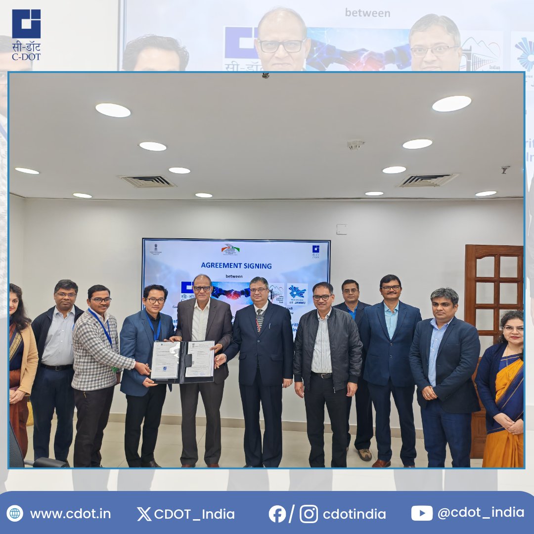 CDOT_India's tweet photo. Achieving wide-band spectrum efficiency through innovation!

In a landmark step toward advancing indigenous #telecom technology, @CDOT_India has signed an agreement with @IIT_Mandi under Telecom Technology Development Fund (#TTDF) scheme by @USOF_India, @DoT_India, to develop a Wideband Spectrum Sensor ASIC Chip for dynamic spectrum access. 
 
This project aims to achieve #SpectrumEfficiency by developing reliable wideband spectrum sensing (#WSS) algorithms, enabling cognitive radio networks to detect spectrum holes and deliver affordable broadband services, especially in rural #India. 
 
Key Highlights:
 
i. Development of hardware-friendly algorithms for sensing more than 2 GHz spectrum.
ii. Creation of IPs for #WidebandSpectrumSensing for enhanced utilization.
iii. Targeting 6 GHz satellite bands to boost throughput & dynamic   spectrum access.
iv. Emulation of designs in field-programmable gate-array (#FPGA), followed by Application-specific integrated circuit (#ASIC) chip tape-out to enhance spectrum efficiency.

This collaboration aligns with #AtmanirbharBharat, #MakeInIndia, & the #IndiaSemiconductorMission.

It reaffirms our commitment to innovation and bridging the digital divide!

Know More:  https://t.co/ITU7lhbnHP
 
Let’s pave the way for a connected and secure future! 
 
 @PIB_India @pib_comm @DoT_India @JM_Scindia   @PemmasaniOnX @neerajmittalias @rkupadhyay
 
 #Telecom #SpectrumSensing   #BroadbandForAll