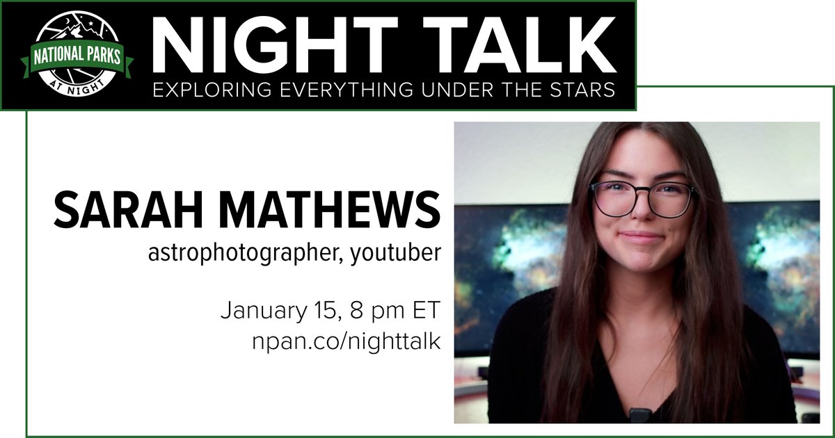Tomorrow, head over to the National Parks at Night Instagram feed for a "Night Talk" live interview with 2024 Nightscaper Conference speaker SARAH MATHEWS. It's interactive—ask questions, and she'll answer! 8 p.m. EST at npan.co/instagram.