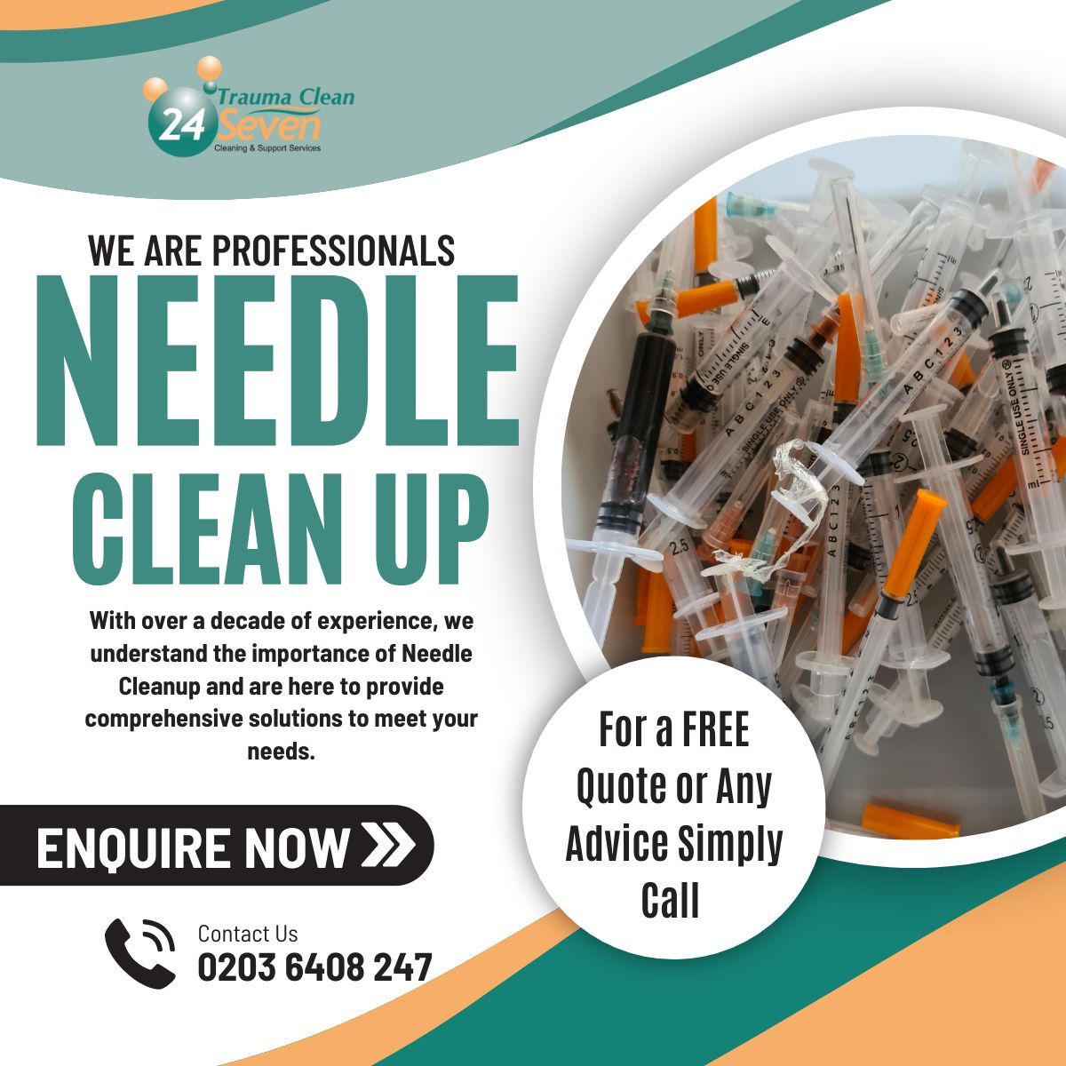 traumaclean247's tweet photo. Discarded needles and syringes pose health risks like needlestick injuries, disease transmission, and public space contamination. Proper needle cleanup is crucial for community safety and cleanliness. https://t.co/j0EouYLitT