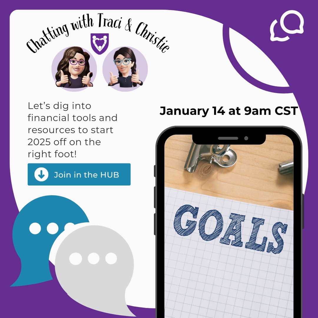Start 2025 on the right financial footing! ✨

Join Traci &amp; Christie today at 9 AM CST for an engaging chat about financial tools and resources to help you crush your goals this year. 

militaryspouseadvocacynetwork.org/mentorship-hub

#MSANHUB #MilitarySpouse