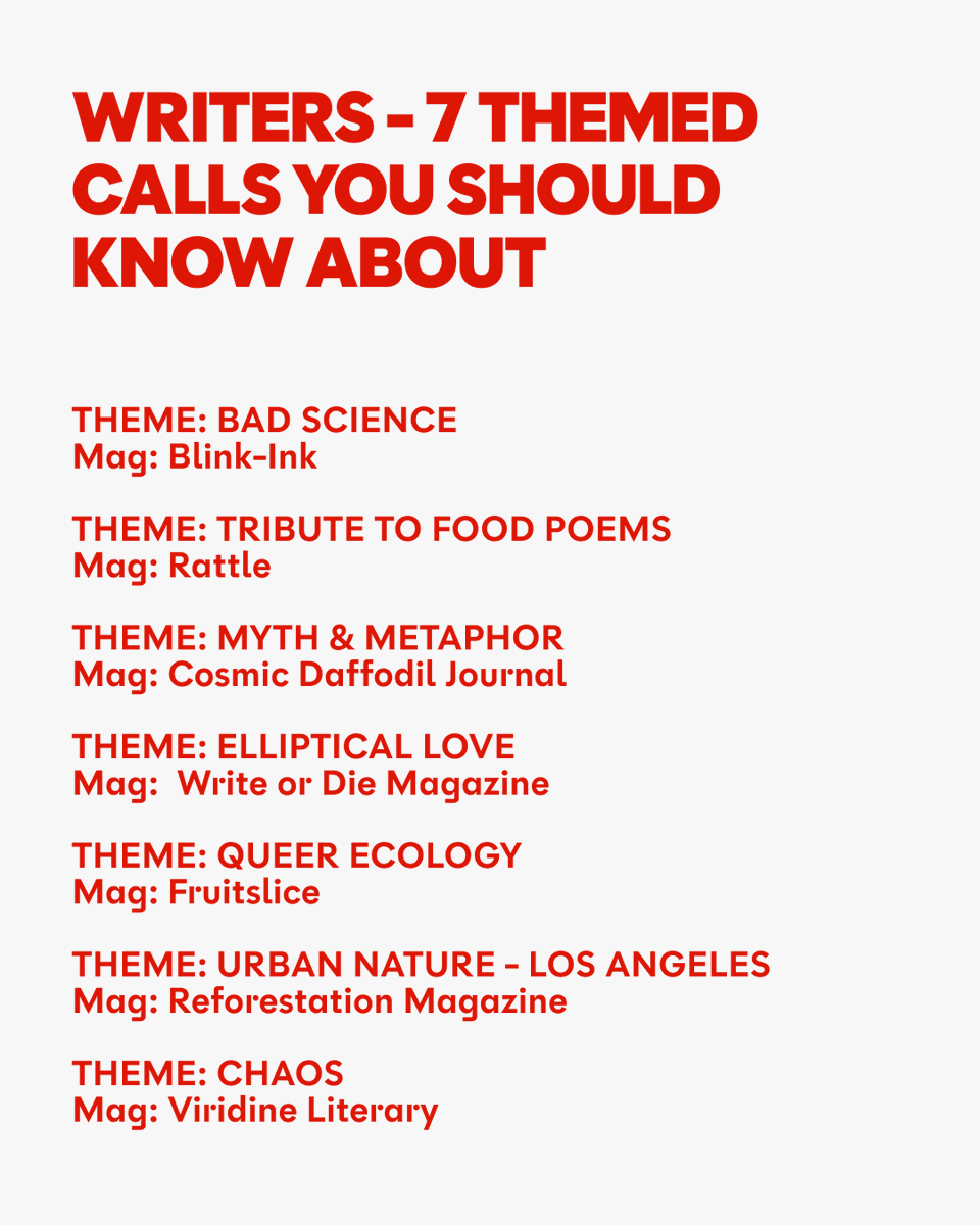 Great themed calls happening now but not for long so you'd better scoot! 

As always, oodles more places to submit here: bit.ly/m/ChillSubs
