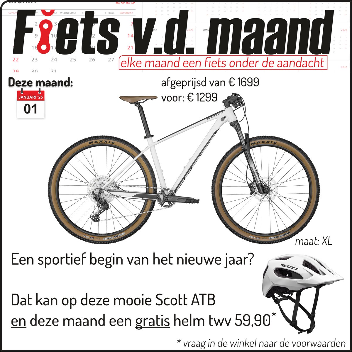 profiteer nog deze maand van deze leuke korting op deze mooie ATB en dan ook nog een gratis helm twv € 59,90
#scott #noshortcuts #bikesonscott #FietsvandeMaand #FvdM #BertsBikeShop #Meppel