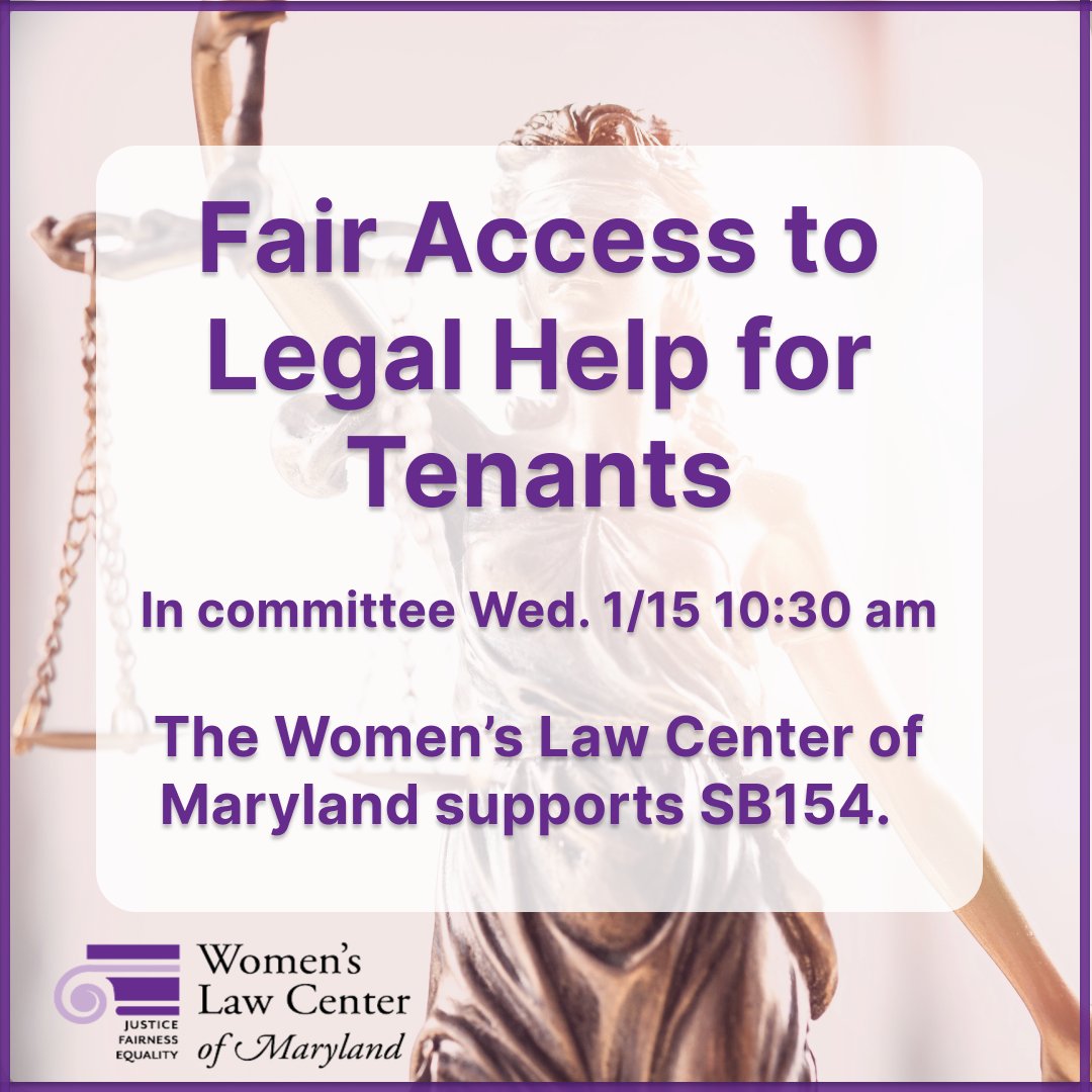 Women's Law Center (@wlcmd) on Twitter photo 🏠 Support SB154!
✅ Legal aid for vulnerable MD'ers facing unfair eviction.
✅ Permanently secures $14M/year for legal help in eviction cases.
📅 Hearing: 1/15 10:30 AM. Contact the Senate Budget & Taxation Committee - support SB154!
More🔗conta.cc/3Pz4m0k
<a href="/MDLegalServ/">Maryland Legal Services Corporation</a> 🏠 Support SB154!
✅ Legal aid for vulnerable MD'ers facing unfair eviction.
✅ Permanently secures $14M/year for legal help in eviction cases.
📅 Hearing: 1/15 10:30 AM. Contact the Senate Budget & Taxation Committee - support SB154!
More🔗conta.cc/3Pz4m0k
<a href="/MDLegalServ/">Maryland Legal Services Corporation</a>