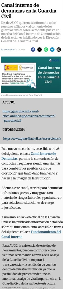 Pakcs10's tweet photo. 🟥 Guardia Civil

- La Dirección General de la Guardia Civil (#DGGC) ha puesto en marcha el Canal Interno de Comunicación de Infracciones

Canal interno de denuncias: 
una vía más para comunicar los supuestos casos de #corrupción y conductas irregulares
👇
https://t.co/SR25HpBVLm https://t.co/EUX8nHzlUY
