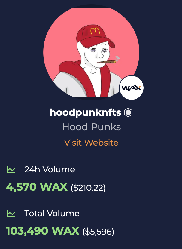 Wojaks broke 100k WAXP in volume today, it's not much but it's a fun milestone 😁