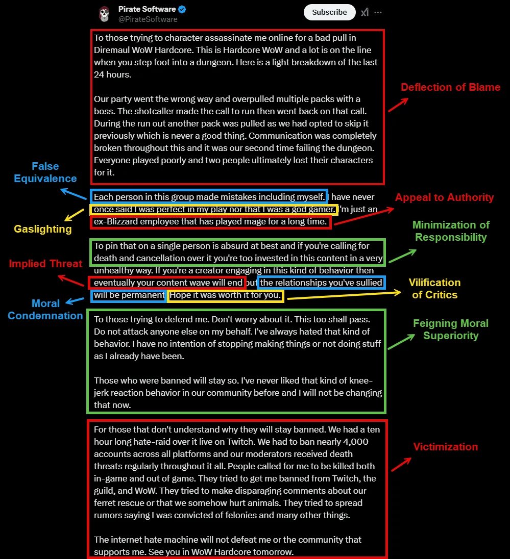 LazyUpdateDan's tweet image. Analysis of PirateSoftware&apos;s &quot;Apology&quot; Tweet