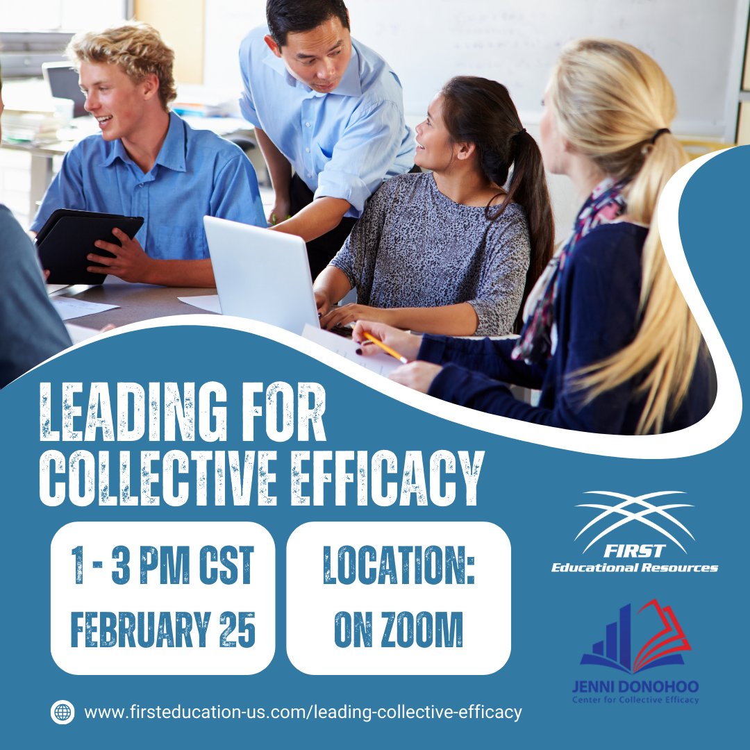 Join <a href="/Jenni_Donohoo/">Jenni Donohoo</a> and me for our upcoming webinar, Leading for Collective Efficacy, Empowering Leadership: Driving Instructional Excellence for Collective Teacher Efficacy. firsteducation-us.com/leading-collec… #collectiveefficacy #edleadership #edchat