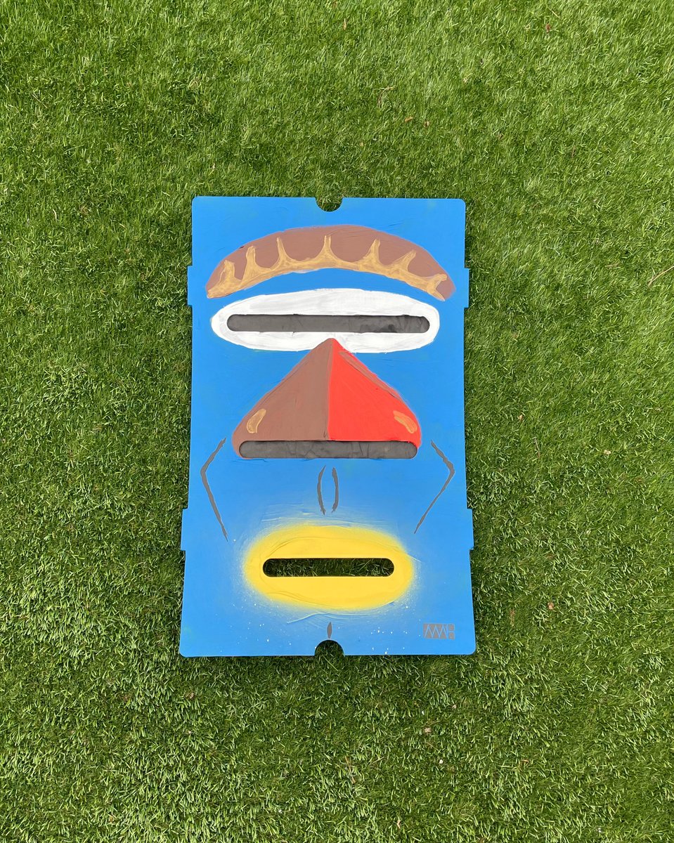 Neil - 2025, Acrylic, Spray Paint and Ink on Cardboard, 13" X 22"