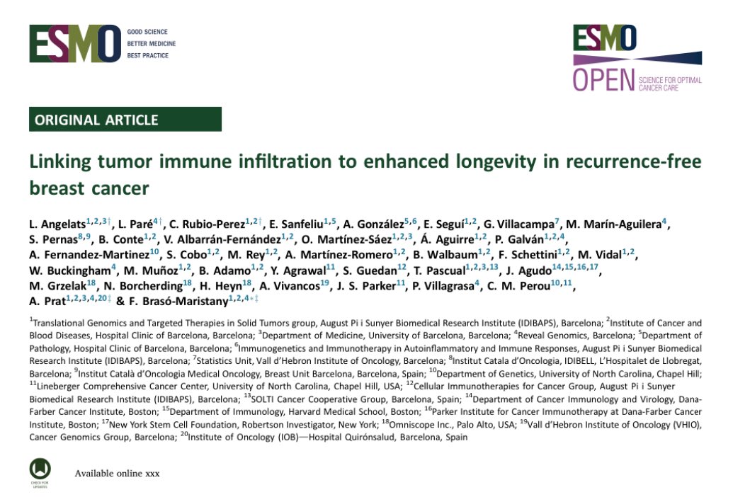 Hot off the press - an IGG gene signature links to longevity in breast cancer survivors, reduced death risk across cancers, and it correlates with TLS and B-/T-cell polyclonality. esmoopen.com/article/S2059-…