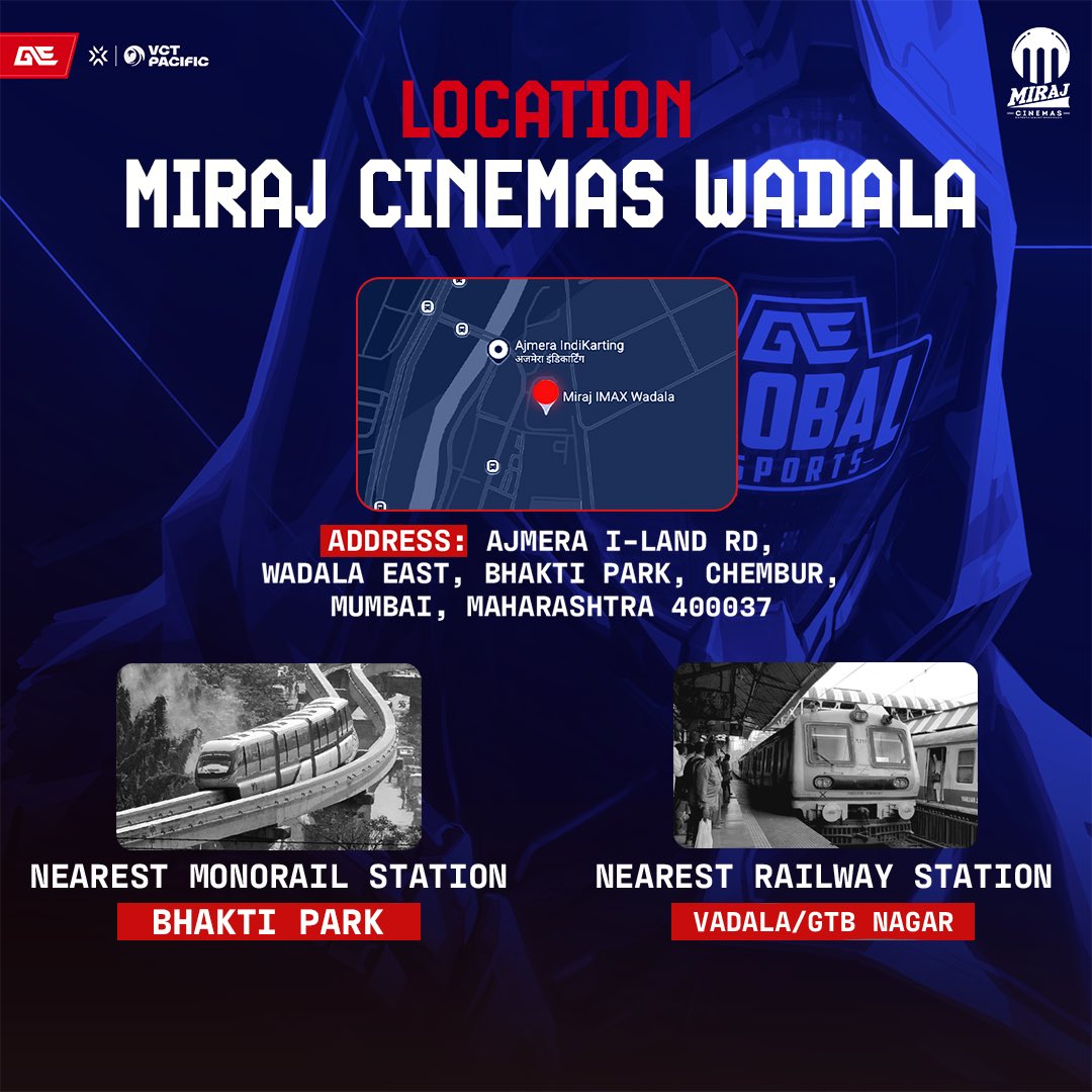 GlobalEsportsIn's tweet photo. Watch #VCT on a CINEMA SCREEN!! 😳

On 19th January, We are hosting a Watchparty of our first #VCT2025 match - VCT Kickoff - Global Esports vs Team Secret, at Miraj Cinemas Wadala, Mumbai, in a CINEMA HALL!

There is a lot more for the people who do show up. 😉
First come, first serve, NO ENTRY FEE.

#GEFighting #Watchparty #Mumbai #VCTPacific