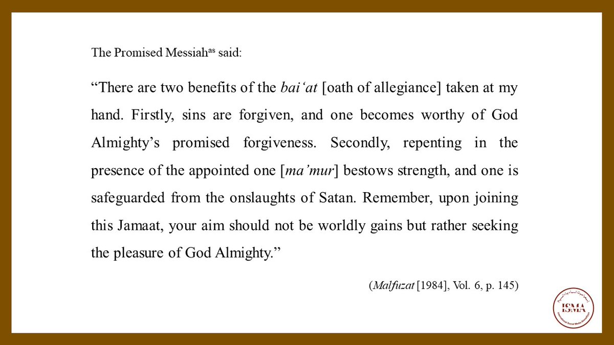 ISMACouncil's tweet photo. Blessings of joining the Jamaat of Hazrat Mirza Ghulam Ahmad (as), the Promised Messiah and Mahdi:

Read here➡️https://t.co/PaPXTc2z3d https://t.co/6O7bYXOyhf