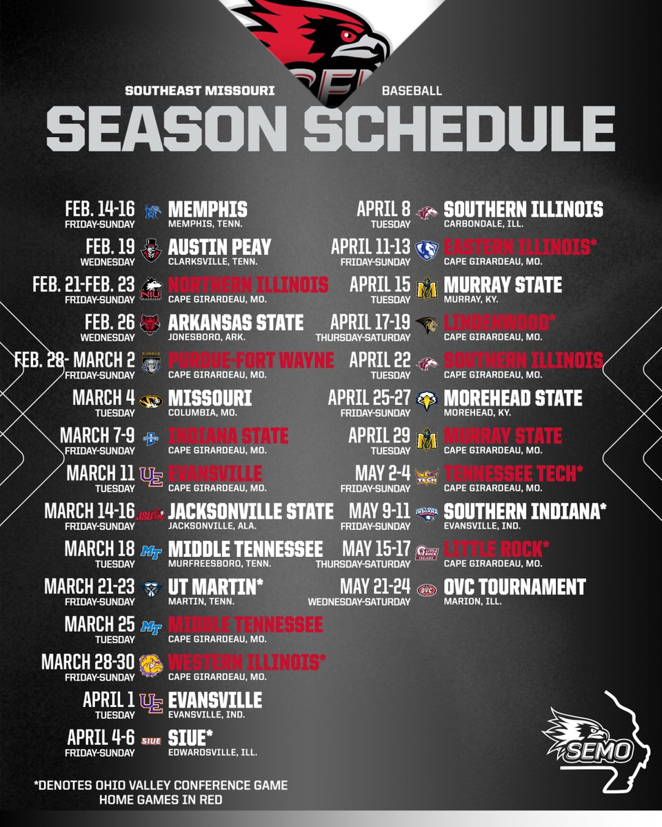 🚨 THE SCHEDULE 🚨 

A full slate of 55-games coming up in EXACTLY one month from today‼️ 

First pitch at Memphis on Friday, February 14 💘 ⚾️ 

#FeelinRowdy