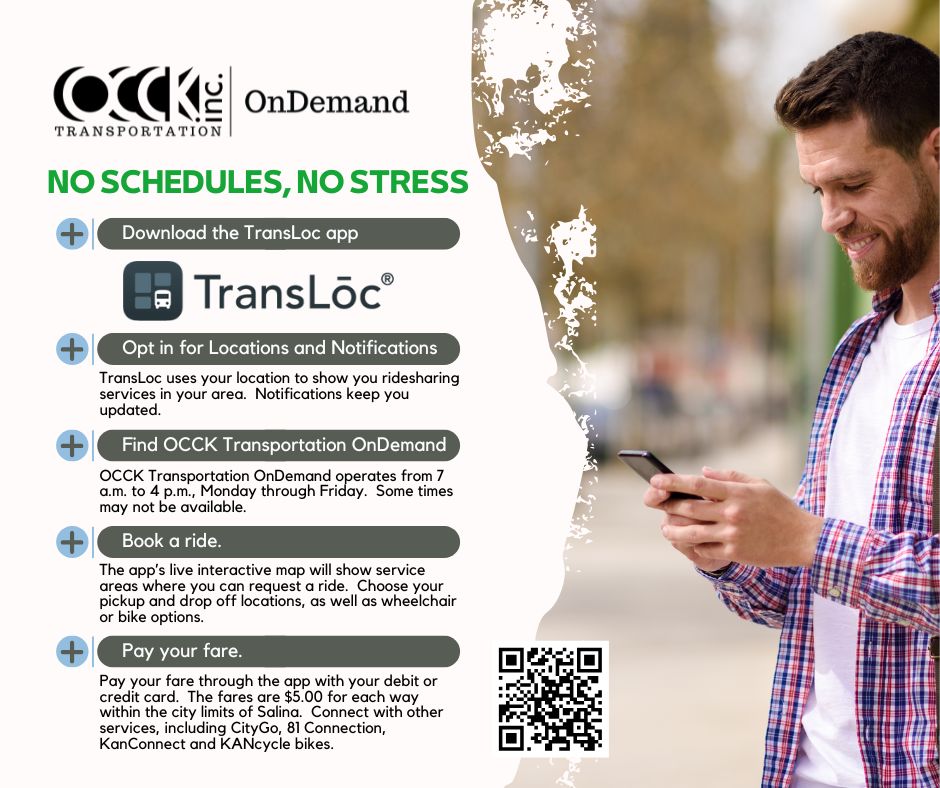 Looking for a ride? 🚌 

OCCK OnDemand makes getting around easy and affordable. Check out how it works and schedule your trip today:   
salinacitygo.com/occk-ondemand/

 #RideWithOCCK #SalinaKS"