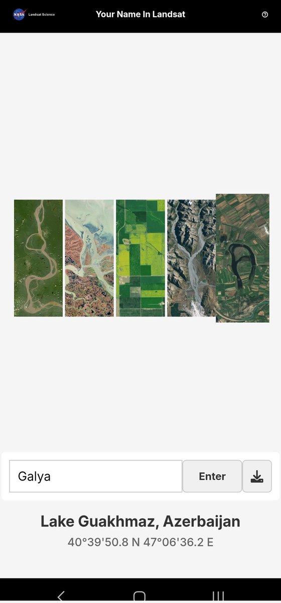 chigaga_'s tweet photo. My name from satellite images by NASA 🌍. Type yours here:

https://t.co/a3JLCxDuJv https://t.co/aLL0ESvnGh