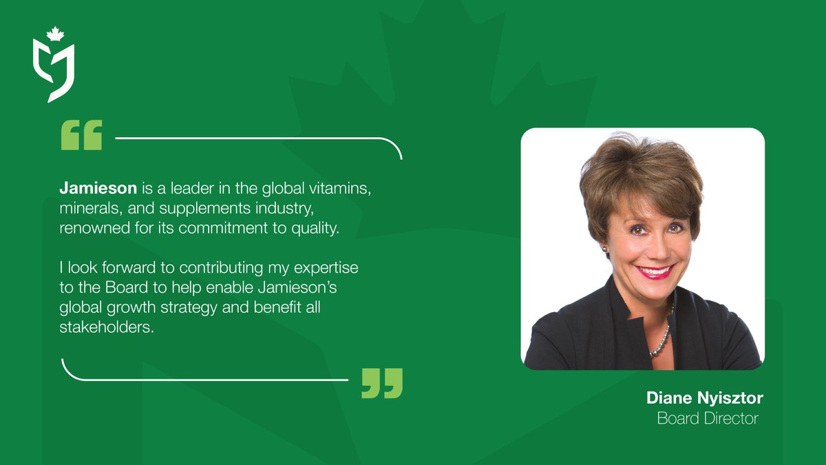 We're pleased to have recently welcomed Diane Nyisztor to our Board of Directors. Diane brings extensive global human resources and corporate governance experience, which will support Jamieson's global growth. lnkd.in/g5AcgaUE