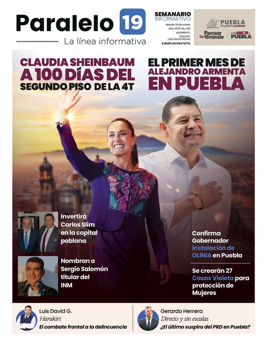 ✍️ Amigos con emoción les comparto la primera edición de nuestro semanario, en el marco del primer mes de gestión de <a href="/armentapuebla_/">Alejandro Armenta</a> como gobernador de Puebla. 🗞️

¡Un contenido que no se pueden perder! 📌

Espero sus comentarios 💭

👉Link: online.publuu.com/769679/1706757