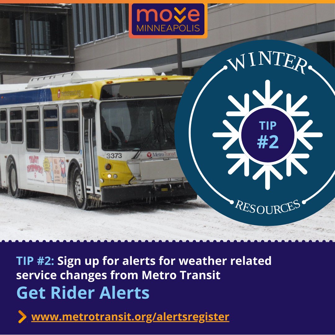 On cold days like today think about safe travel during winter weather. Extreme cold, ice, and snow can impact transit operations. If service is significantly affected, updates will be shared metrotransit.org/snow . Sign-up to receive Rider Alerts via email or text message.