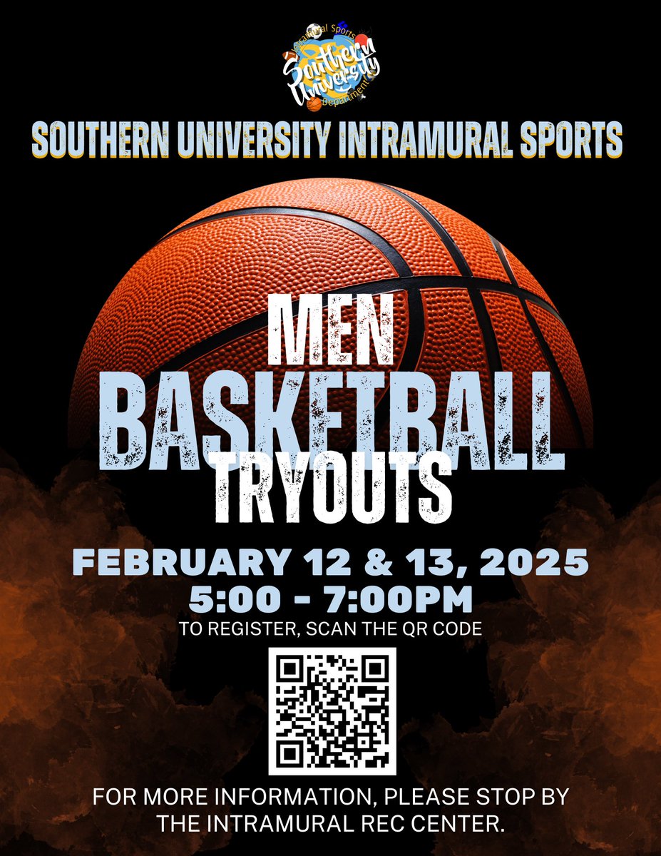 🏀 Ready to ball out? Men’s Intramural Basketball Tryouts are happening soon! Check the flyer for all the details—your time to shine is now! Link in Bio.