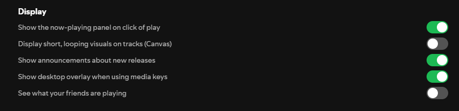 I dislike the way video has encroached on the audio space so intensely that I was genuinely thrilled to see you can turn Spotify's "looping visuals" function off!
