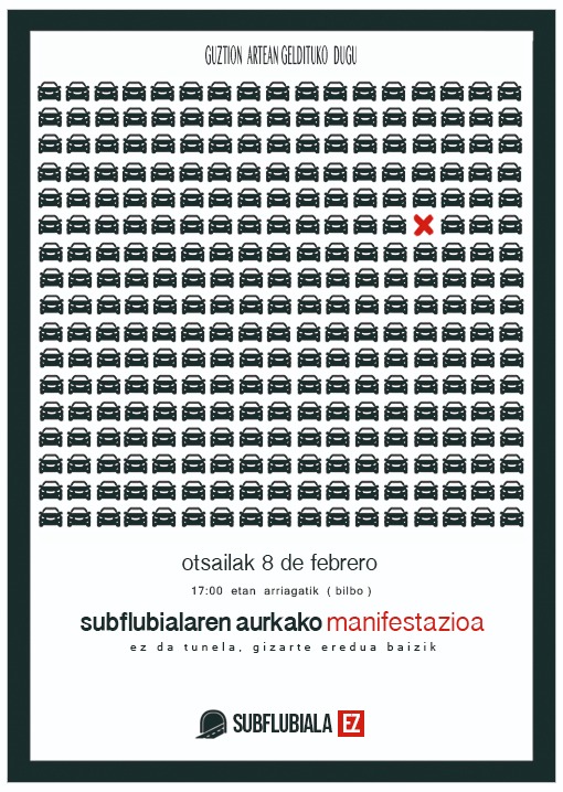 Klima larrialdia areagotuko duelako, trafikoa handituko duelako, Artaza parkea suntsituko duelako, Artaza-Romoko institutuko ikasle eta langileen osasuna zeharo kaltetuko duelako, dirutza balio duelako...
Hamaika arrazoiengatik Subflubialari ezezko borobila eman behar diogu!