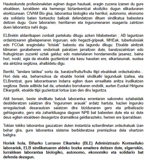 francis_larrea's tweet image. communiqué @BLE_CIVAMBio : Elections chambres d&apos;agriculture 2025. Nous appelons à voter #ELB @syndicatELB . Ci dessous nous expliquons pourquoi:
Bozka ELB ! azpian gure hitza erraiteko nolaz