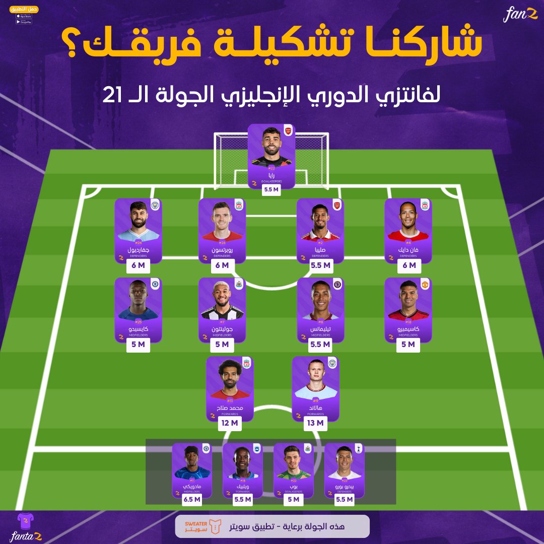 fanz_app's tweet photo. باقي ساعات وتبدأ الجولة ⏰🚨 شاركونا تشكيلتكم الحين ⚽🥅

الجوائز برعاية تطبيق سويتر 🎁 لا تفوت الفرصة وابدأ الجولة بقوة! ⚽👑

#فانتزي_فانز #فانتزي_البريميرليغ https://t.co/M039bwbkZD