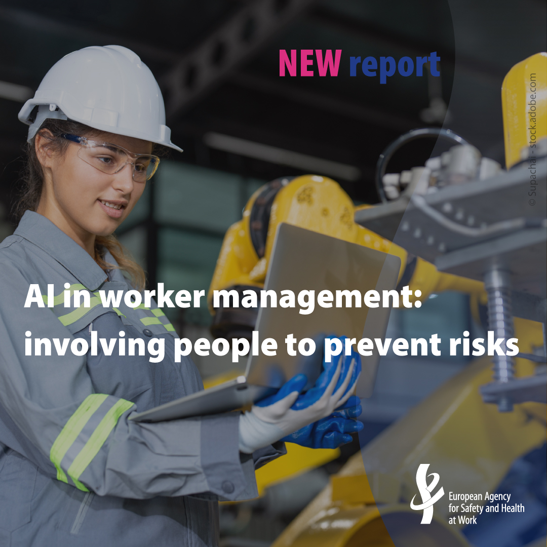 EU_OSHA's tweet image. 🤖 AI and #WorkerManagement: Opportunities or Risks?
#AI offers benefits such as smarter task allocation but it can also bring challenges like stress and reduced autonomy.
👷‍♀️ #WorkerParticipation is crucial to ensure AI supports safety and well-being. 
👉 osha.europa.eu/en/highlights/…