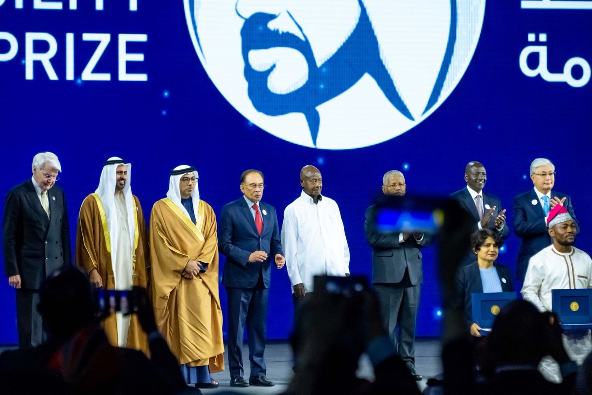 President Yoweri Kaguta Museveni attended the opening ceremony of Abu Dhabi Sustainability Week 2025 also witnessed the awards ceremony performed by the President of the United Arab Emirates, Sheikh Mohamed Bin Zayed , at the Abu Dhabi National Exhibition Centre (ADNEC).