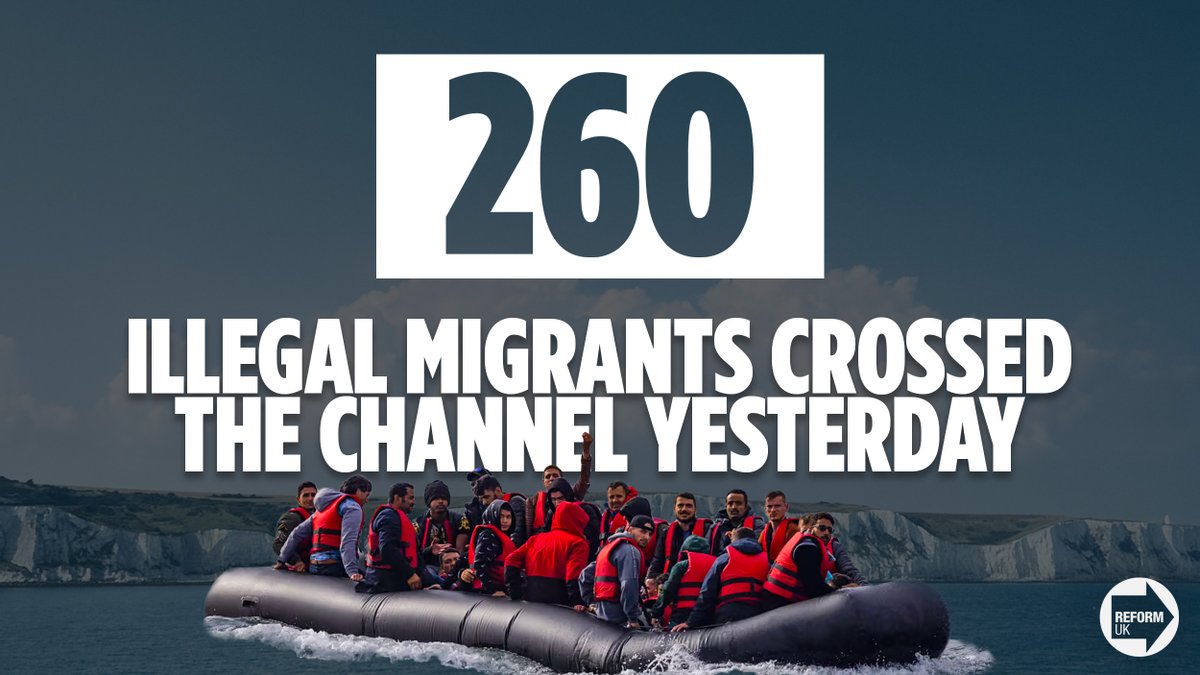 reformparty_uk's tweet photo. The Tories started the small boats crisis and Labour are allowing it to continue. 

It’s time for serious action to secure our borders.

Only Reform UK would leave the ECHR, turn back the boats and deport those who enter illegally. https://t.co/1KbL5ZQJ19