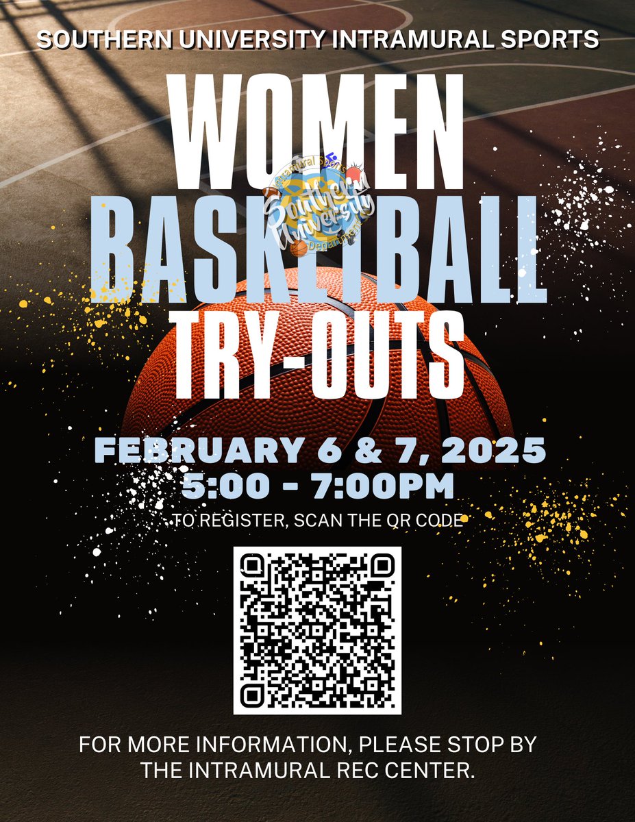 🏀 Calling all hoop stars! Women’s Intramural Basketball Tryouts are here! Show off your skills and be part of the action. Check the flyer for tryout details—don’t miss your shot! Link in bio!