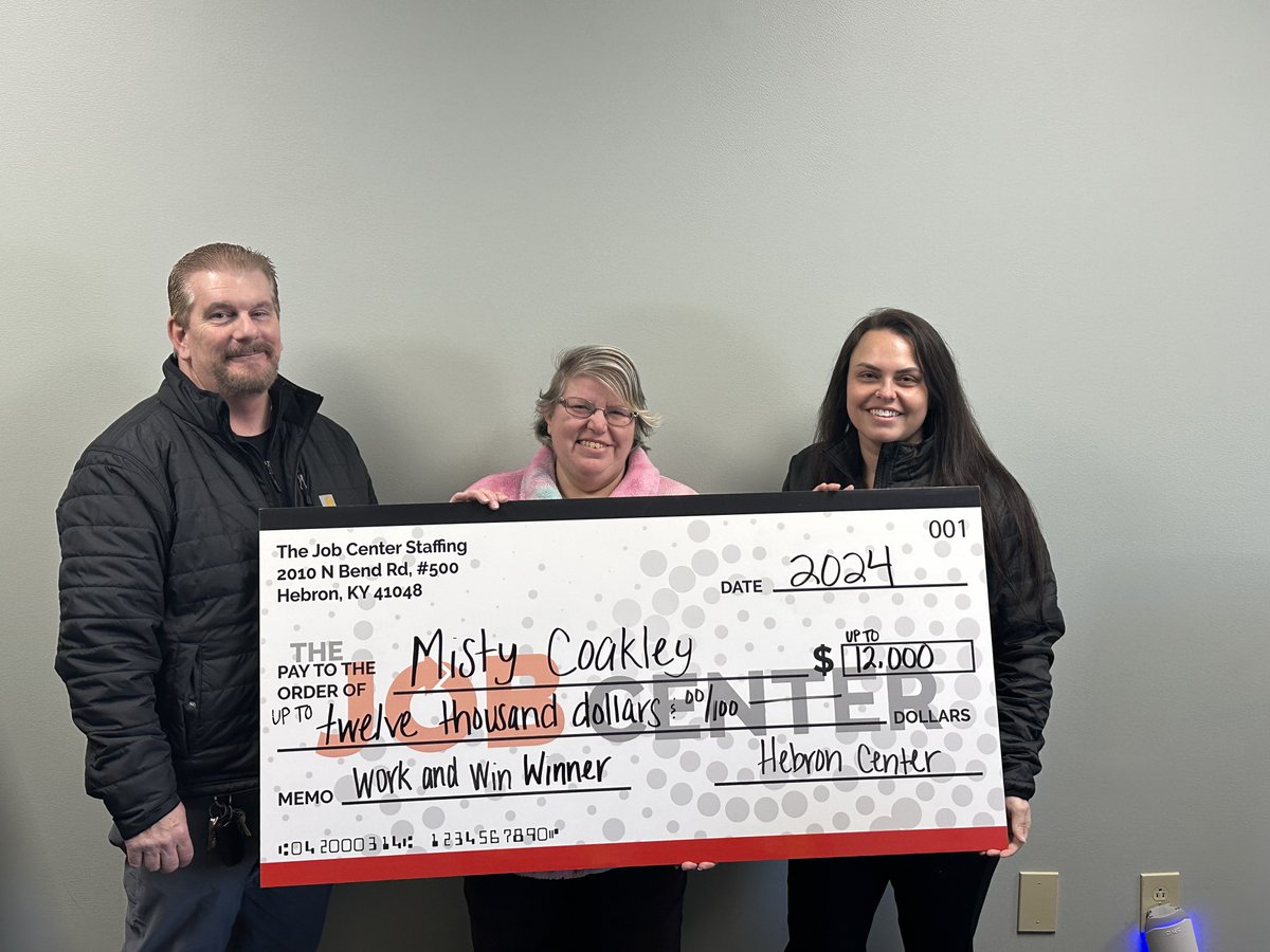 thejob_center's tweet image. Congratulations to Misty, our Work and Win 2024 winner! 🏡🎉

Misty’s dedication has truly earned her this award, and we’re thrilled to cover up to $12,000 of her rent or mortgage this year. Thank you to all of our talent who exemplify our core values daily!

#WorkAndWin