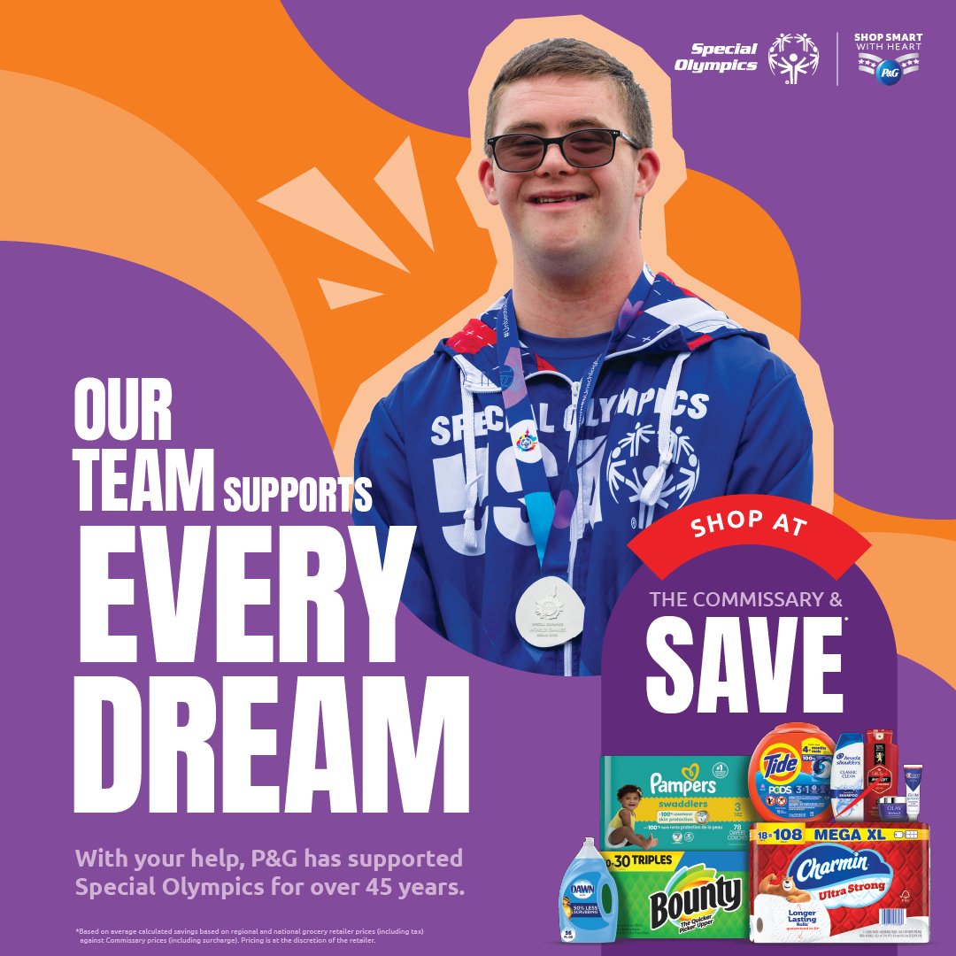SOTexas's tweet photo. Support SOTX by shopping @ProcterGamble  at your local commissary this January. Together, we can support every dream and create a better world for people with intellectual disabilities. #ShopSmartWithHeart #OurTeamSupportsEveryDream https://t.co/YGTBgHmhmn