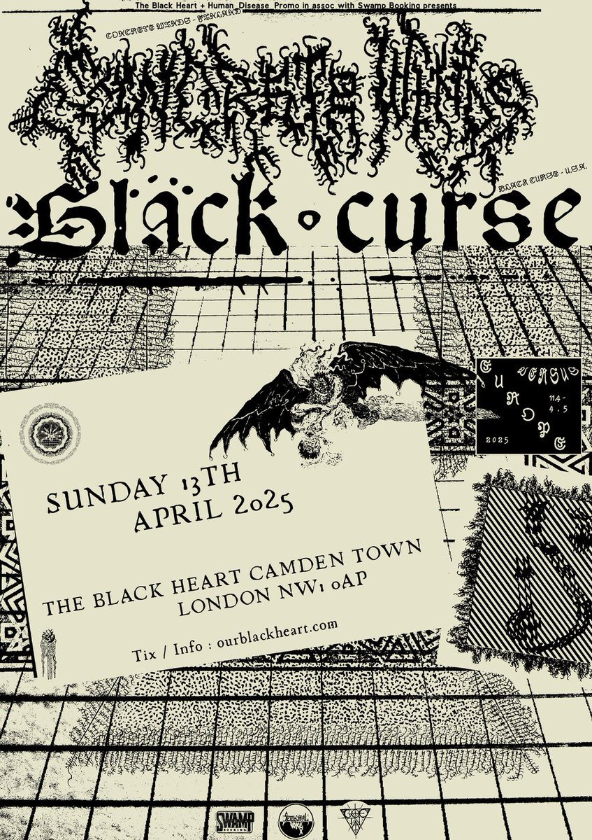 NRTHDMRRRS's tweet photo. ⛓️CONCRETE WINDS + BLACK CURSE ⛓️
APRIL 13TH, 2025
THE BLACK HEART, LONDON
Tickets: https://t.co/jXH2YgiE48
All tour dates: https://t.co/RbdgsnZ5Y7
#ConcreteWinds #BlackCurse #AggressiveNoiseTorment #DeathMetal #LiveDates #TheBlackHeartCamden https://t.co/SzuGa8f3U4