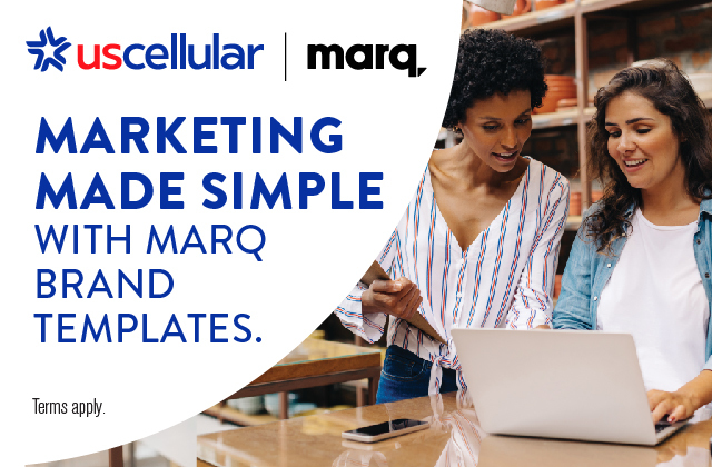 terryvw's tweet photo. UScellular Small Business customers receive access to Marq's easy-to-use platform. Customers can create custom content - from social media posts to mailers, flyers & signage. Visit a retail location & chat with a Business Expert. Terms apply. #usccemp https://t.co/xq1qCGCBK6 https://t.co/bjdCKUoUlQ