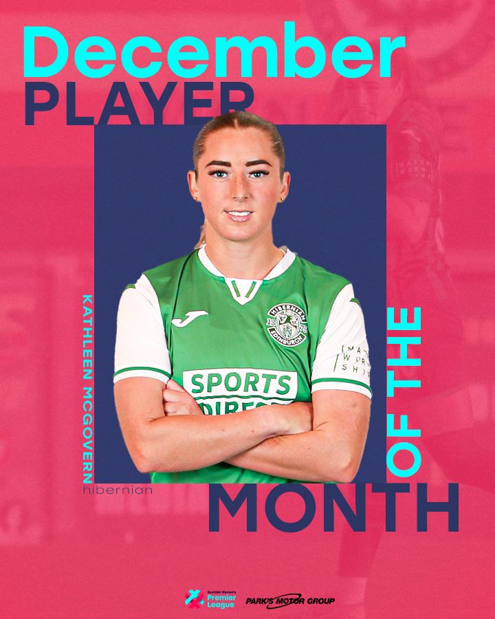 SWPL's tweet photo. POTM | Congratulations to @kathleenmcgove1  (@HibernianWomen)!

She is the December 2024 SWPL Player of the Month award winner, supported by @parksmotorgroup 🌟

🎨 @char_stace https://t.co/8cKUZlb4jW